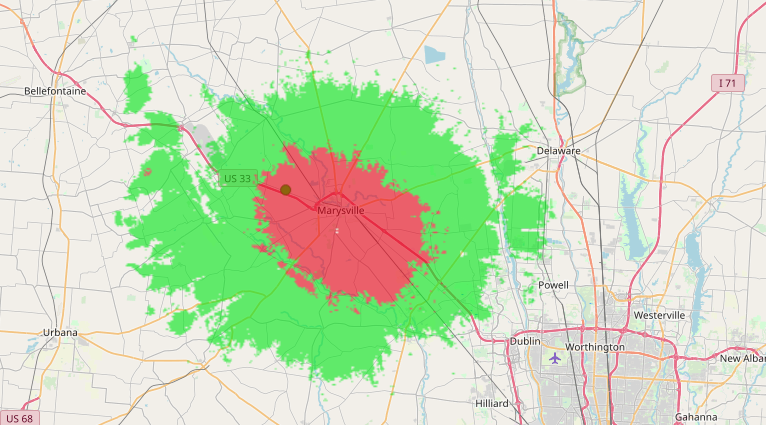 K8JWL Repeater Calculated Coverage