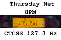 Thursday Net 8pm - 145.350 MHz CTCSS 127.3 Hz